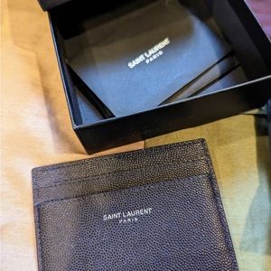 YSL Men’s Navy Leather Card Holder